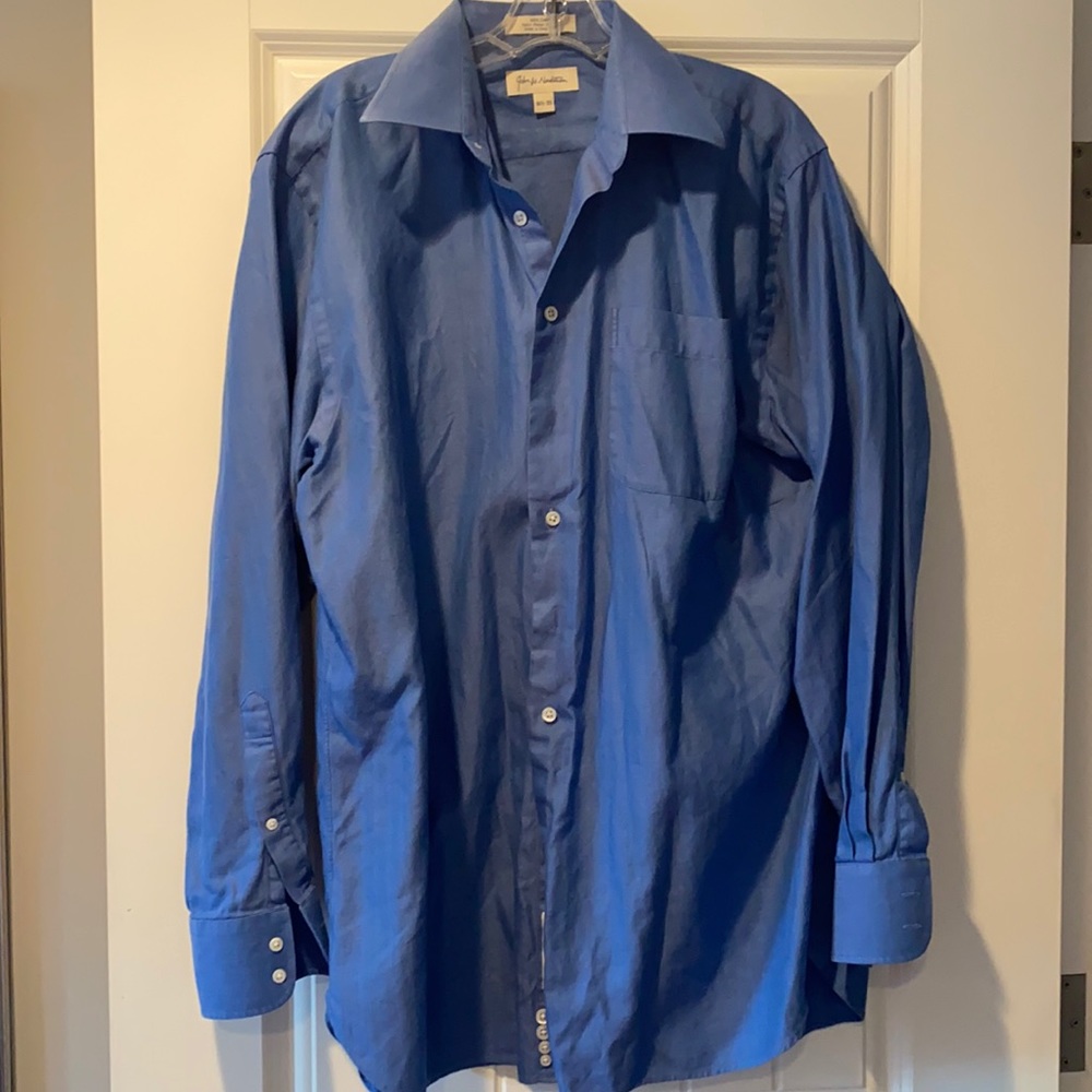 john w nordstrom dress shirt W. Men's Medium Tailored Black fulfilled Nordstrom Mens Blue Cotton Wrinkle Nordstrom Trim Fit Premium Performance